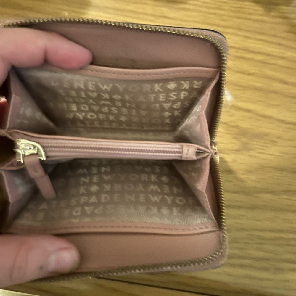 kate spade Mauve Pink Leather Zip Card Wallet with Key Ring - Picture 3 of 3
